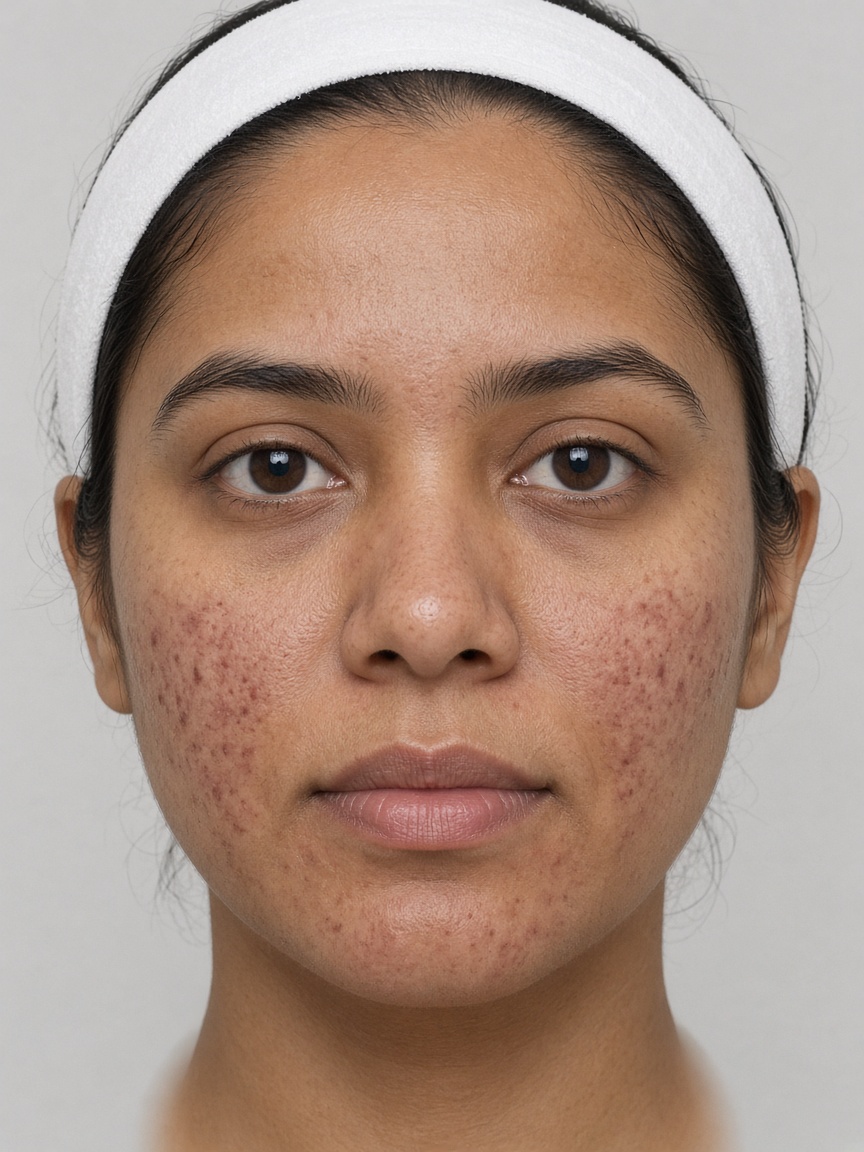 Acne scar improvement — before (placeholder)